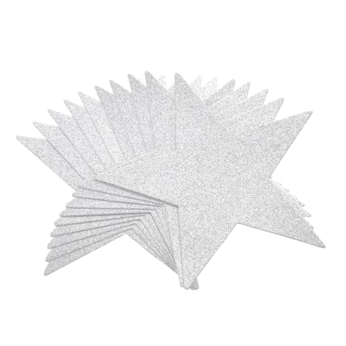 Parliky 20 Stück Teiliges Silbernes Stern Papierdekor Vielseitige DIY Bastelmaterialien für Scrapbooking Grußkarten und Wanddekoration für Kinderzimmer Klassenzimmer und Kreative Projekte von Parliky