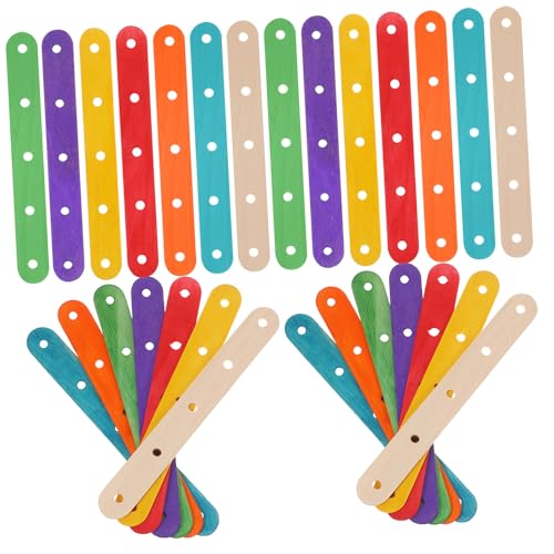 Parliky 200 Stk. Teiliges Bunte Eisstiele aus Holz mit Löchern Farbige Bastelstäbchen für Scrapbooking Miniaturmodelle und Schulkunst Vielseitig Einsetzbar für DIY und Partydekoration von Parliky