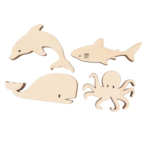 Parliky 24 Stück Teiliges Holzknöpfe mit Meeres Tiermotiven Dekorative Holzscheiben für DIY Projekte Octopus Wal Delfin zum Basteln und Verzieren von Parliky