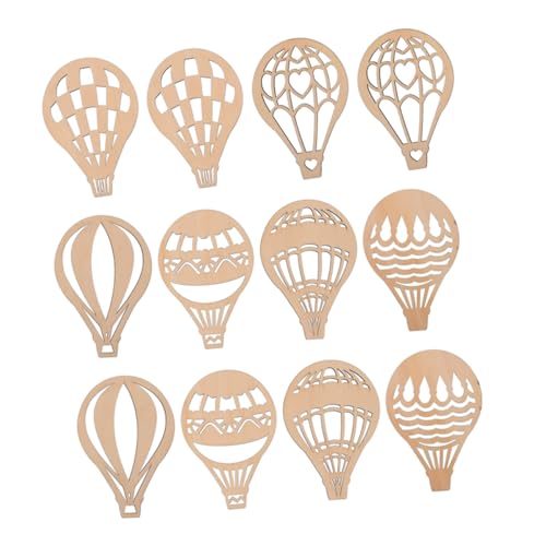 Parliky 24 Stück Teiliges Holzscheiben mit Kreativem Heißluftballon Design Glatte Kanten Hochwertiges Holz DIY Holzchips für Bastelprojekte und Kinderzimmerdekoration von Parliky