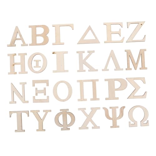 Parliky 24 Stück Teiliges Natürliche Holzbuchstaben Griechisches Alphabet Glatte Kanten für Lernspiele Bastelprojekte und Dekorationen Geeignet für Lernaktivitäten von Parliky