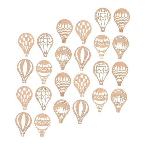 Parliky 24 Stück Teiliges Naturbelassene Holzscheiben Hot Air Balloon Holz Ausschnitte für DIY Kunsthandwerk Bemalbar Dekorativ für Party Weihnachten Bastelprojekte von Parliky