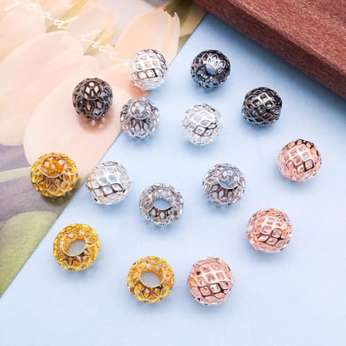 Parliky 25 Stück Teiliges Metallperlen DIY Schmuckperlen für Halsketten Armbänder Ohrringe Basteln in Gold Silber Schwarz Roségold Weißk Kupfer Zubehör von Parliky