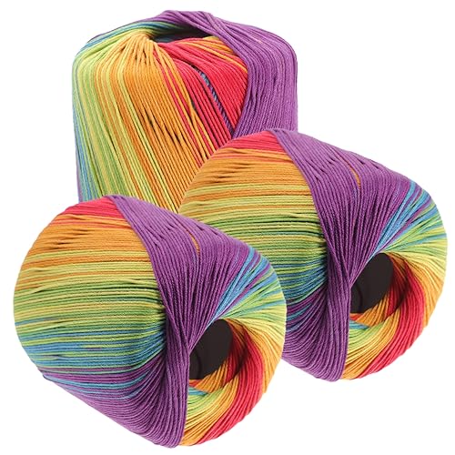 Parliky 3 Rollen Baumwollgarn Farbverlauf für Handarbeiten Multifunktionales Häkeln und Stricken für Pullover Schals Decken und Mehr Regenbogenfarben Parliky 3 Rollen Baumwollgarn Farbverlauf für Handarbeiten Multifunktionales Häkeln und Stricken für Pullover Schals Decken und Mehr Regenbogenfarben von Parliky