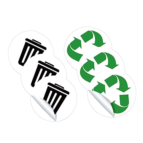 Parliky 3 Sätze Recycling Aufkleber Teilig PVC Selbstklebend Abfallbehälter Etiketten Mülltonnen Sticker Für Küche und Büro Mülltrennung von Parliky