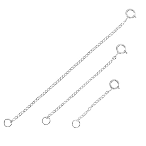 Parliky 3 Stück Sterling Silber Verlängerungsketten Teilig Feine Kettenverlängerung Schmuckzubehör für Halsketten Armbänder DIY Schmuckherstellung von Parliky