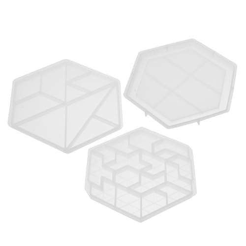 Parliky 3 Stück Teiliges DIY Silikonform Hexagon Puzzle Gießform für Harz Schmuck Herstellung Glatte Innenfläche Wiederverwendbar für Kreative Heimdekoration von Parliky