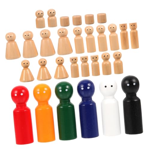 Parliky 30 Stück Teiliges Holz puppen pegs Unfertige DIY Bastelfiguren zum Bemalen für Kreative Holzfiguren zum Bemalen und Gestalten Handgemachte Holzpuppen spielzeuge von Parliky