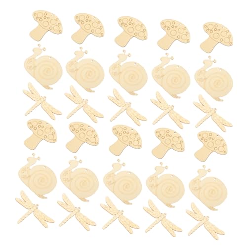 Parliky 30 Stück Teiliges Holzscheiben in Sonnenblumen Schnecken Libellenform Naturbelassene DIY holzstücke zum Bemalen für Kreative Bastelprojekte Heimdekoration und Geschenkideen von Parliky