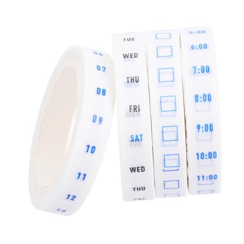Parliky 4 Rollen Kawaii Washi Tape für Büro und Scrapbooking Beschreibbar Leicht Ablösbar Dekoratives Planer Klebeband für Effiziente und Aufgabenplanung Weißer Hintergrund Teiliges von Parliky