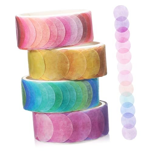 Parliky 4 Rollen Washi Tape Geschenkband Selbstklebend Frisches Punkt Design Rundaufkleber Scrapbooking DIY Dekoratives Klebeband für Journaling und Bastelbedarf von Parliky