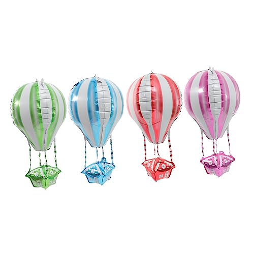 Parliky 4 Stück Heißluftballon Partydekorationen Metallbesatz Partyballons Luftballons Für Kinderpartys Blumengirlandendekorationen Heliumballon Modellieren Geschenk 4d Aluminiumfolie von Parliky