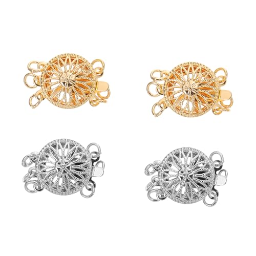 Parliky 4 Stück Mehrreihige Sonnenblumen Schmuckverbinder aus Vergoldetem Metall für Halsketten Armbänder DIY Schmuckzubehör Glatte Oberfläche Vielseitig Einsetzbar von Parliky