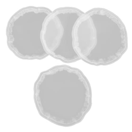Parliky 4 Stück Silikonform Teiliges Kristall Harz Untersetzer Formen Oval Druzy Design DIY Basteln Gießform Elastisch Reißfest Spülmaschinenfest Langlebig von Parliky