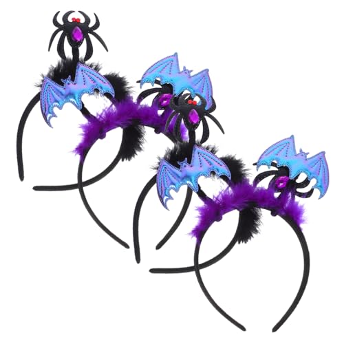 Parliky 4 Stück Teiliges Halloween Haarreif Flexible Hautfreundliche Spinnen und Fledermaus Designs Elastisch Bequem für Erwachsene Party und Kostümzubehör von Parliky