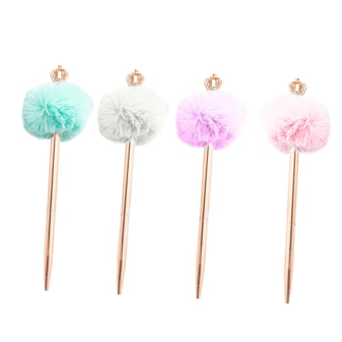 Parliky 4 Stück Teiliges Kawaii Gel Kugelschreiber mit Krone und Flauschiger Bommel Glattes Schreiben Leicht und für Schüler Büro und in Weiß Parliky 4 Stück Teiliges Kawaii Gel Kugelschreiber mit Krone und Flauschiger Bommel Glattes Schreiben Leicht und für Schüler Büro und in Weiß von Parliky