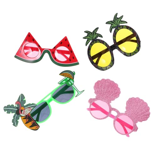 Parliky 4 Stück Teiliges Leichte Partybrillen Tropisch Hawaii Luau Mottoparty Fotorequisiten mit Ananas Grüner Blatt Wassermelone und Pinker Muschel für Erwachsene Parliky 4 Stück Teiliges Leichte Partybrillen Tropisch Hawaii Luau Mottoparty Fotorequisiten mit Ananas Grüner Blatt Wassermelone und Pinker Muschel für Erwachsene von Parliky
