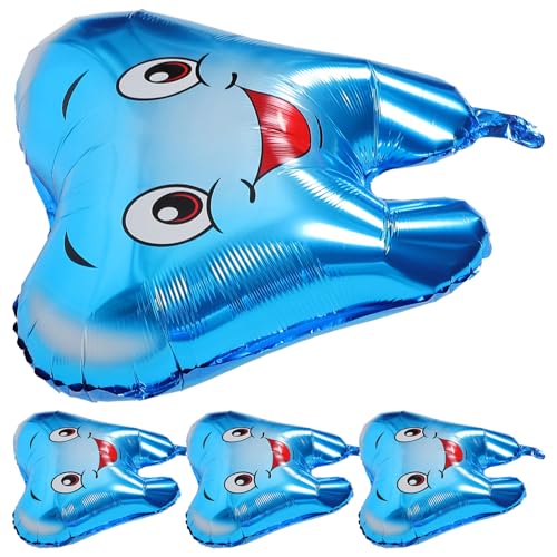 Parliky 4 Stück Teiliges Shower Luftballon Blaue Cartoon Zähne Folienballons Leichte Party Dekorationen Süße Gastgeschenke für Babyparty und Arrangement Layout Props von Parliky