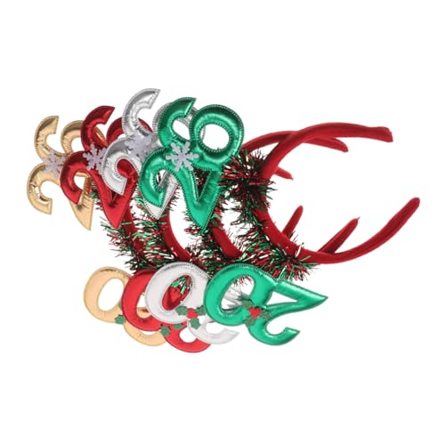 Parliky 4 Stück Teiliges Year Headband Glitzerndes Party-stirnband in Rot Gold Grün Silber Leichtes Flexibles Design für Bequemlichkeit bei Silvester Weihnachtsfeiern Vielseitige von Parliky