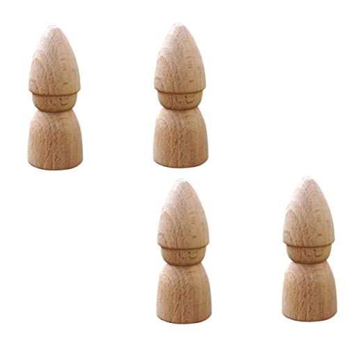 Parliky 4 Stück Unbemalte Holzpuppen aus Massivem Holz DIY Bastelset für Natürliche Holzbastelelemente Pädagogisches Kreativspielzeug Fantasie und Geschicklichkeit Geeignet für Mädchen von Parliky