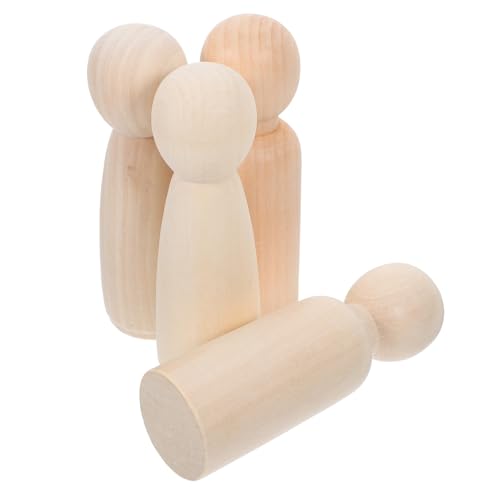 Parliky 4 Stück Unfertige Holzpuppen DIY Holzfiguren Bastelset zum Bemalen für Kreative Holz Menschen Figuren mit Glatter Oberfläche für Handwerk und Malprojekte von Parliky