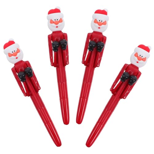 Parliky 4 Stück Weihnachtskugelschreiber mit Lustigem Santa-boxing-design Glattes Ergonomisch Festliche Kugelschreiber als Geschenk oder Weihnachtsstrumpf-füller für Büro und Schule von Parliky