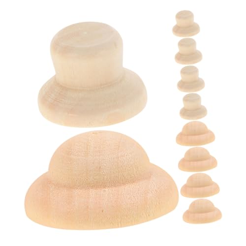 Parliky 40 Stück Teiliges DIY Holzkopfbedeckungen für Puppen Naturbelassene Bemalbare Holz Hüte Kreative Bastelaccessoires für Individuellen Gestalten und Dekorieren von Parliky