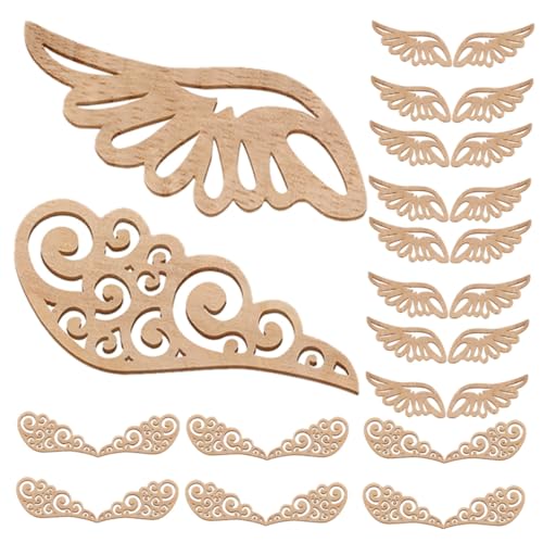 Parliky 40 Stück Teiliges Holzflügelausschnitte Naturbelassene DIY Bastelornamente aus Holzscheiben Leicht Bemalbare Holzflügelchips für Bastelprojekte und Kreative Dekoration von Parliky