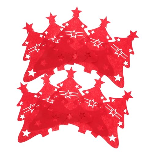 Parliky 48 Stück Teiliges Weihnachten aus Rotem Filz Weihnachtsbaum-Form Weiche und Stabile Besteckhalter für Gabeln und Löffel Festliche Tischdeko für Party und Familienfeiern von Parliky