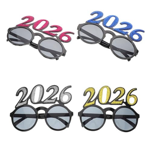 Parliky 4er Zahlen-partybrille: Glitzernde 2026 Silvester-foto-requisiten – Brillen Für Silvesterfeiern, Partygeschenke Und Bühnenauftritte von Parliky
