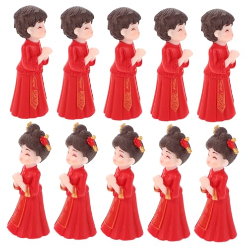 Parliky 5 Paare Miniatur Chinesische Brautpaar Figuren Traditionelle Asiatische Hochzeitsdekoration mit Braut und Bräutigam Statue Mikro Landschafts-diy Tortendekor Hochzeitstorte von Parliky