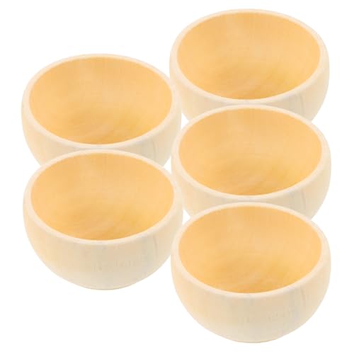 Parliky 5 Stck Teiliges Kleine Holzschalen für Unbemalte DIY Bastelschalen aus Glattem Holz Kreative Holzschüssel zum Bemalen und Dekorieren für Fingerfood und Snacks von Parliky