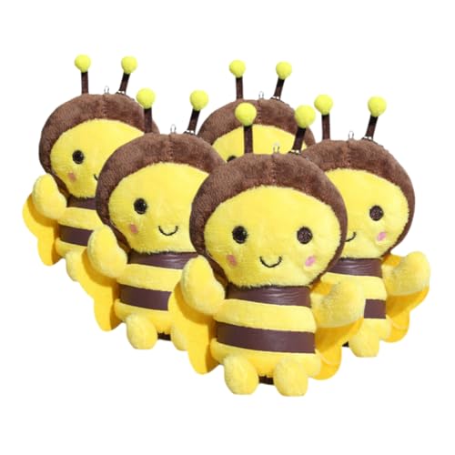 Parliky 5 Stück Kleine Plüsch Bienen Schlüsselanhänger Weiche Kuscheltiere Charmante Taschenanhänger Süße Bienen Deko für Schlüssel und Taschen Spielerisches Design von Parliky