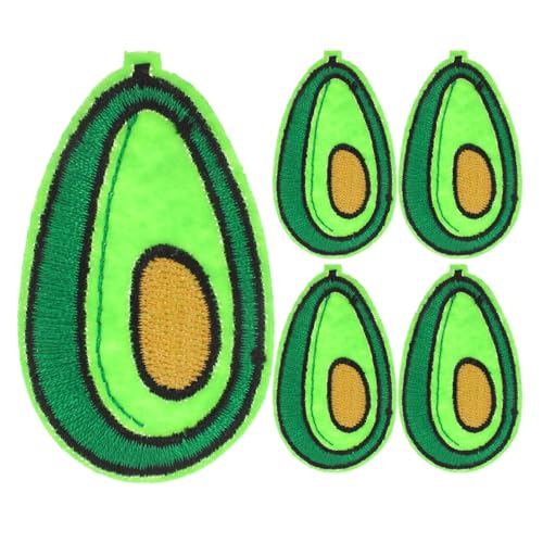 Parliky 5 Stück Sticketiketten Patch Bestickter Aufnäher Obst Patch Kleidung Aufnäher Avocado Applikation Abzeichen Stich Avocado Cartoon Näh Applikation DIY von Parliky