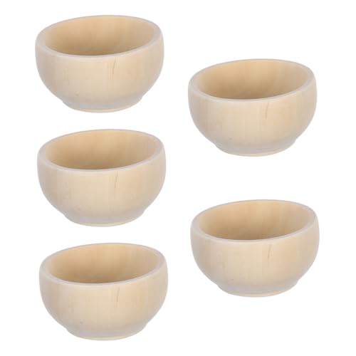Parliky 5 Stück Teiliges DIY Holzschalen aus Naturbelassenem Holz Mini Holzschalen zum Bemalen und Dekorieren Kreative Bastelaccessoires für Micro Landschaft und Dekoration von Parliky