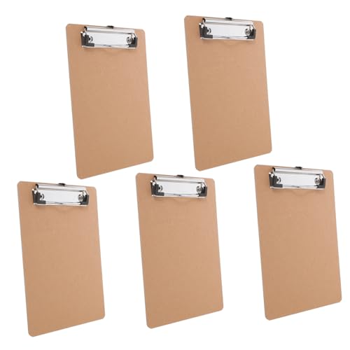 Parliky 5 Stück Teiliges Mini Klemmbrett Schreibunterlage aus Holz und Clip Stabiles Schreibbrett für Büro Schule und Zuhause Leichter Papierhalter für Notizen und Dokumente von Parliky