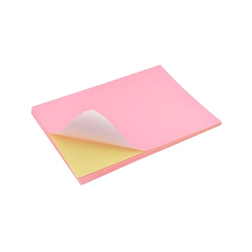 Parliky 50 Stück Farbiges Selbstklebendes Etikettenpapier Blanko Aufkleber zum Bedrucken Vielseitig für Klassifikation und DIY Leicht Abziehbar für Büro und Basteln Pinke Farbe von Parliky