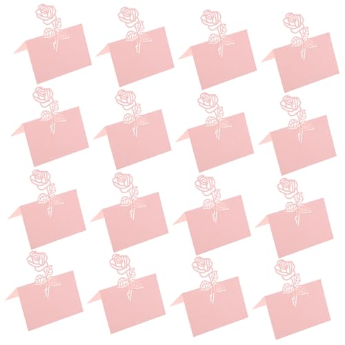 Parliky 50 Stück Hochzeitsplatzkarten mit Kunstvollen Rosen Motiv Luxuriös Schimmernde Perlmuttrosa Tischkarten für Namensschilder Glatte Schreibfläche Romantisch Elegant für Empfang und von Parliky