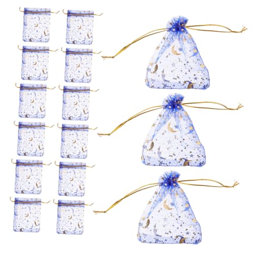 Parliky 50 Stück Kleine Organza Beutel mit Kordelzug Mond und Stern Muster Schmuck und Geschenkbeutel Transparente Mesh Säckchen für Schmuck Süßigkeiten und Kleine Aufbewahrung von Parliky