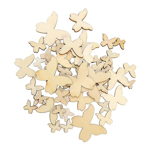 Parliky 50 Stück Teiliges Holzschmetterlinge Naturbelassen Holzornamente für DIY Basteln Scrapbooking Hochzeit Holzdeko Kleine Holzfiguren Holzrohlinge Bemalen von Parliky