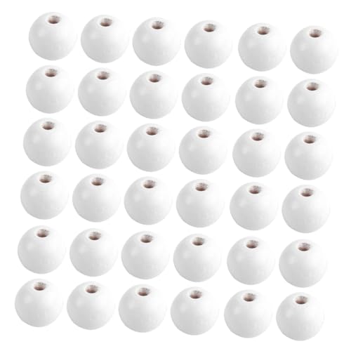 Parliky 500 Stück Weiße Holzperlen Durchmesser mit Loch Runde DIY Bastelperlen für Schmuckherstellung Armbänder Halsketten und Kreative Heimdekoration von Parliky