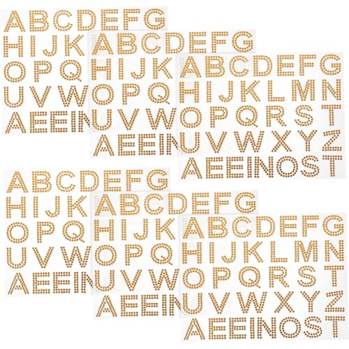 Parliky 6 Blätter Bling Strassstein Aufkleber DIY Buchstaben Sticker Selbstklebend Glitzernde Dekoration für Handy Kleidung Taschen Notizbücher und Mehr von Parliky