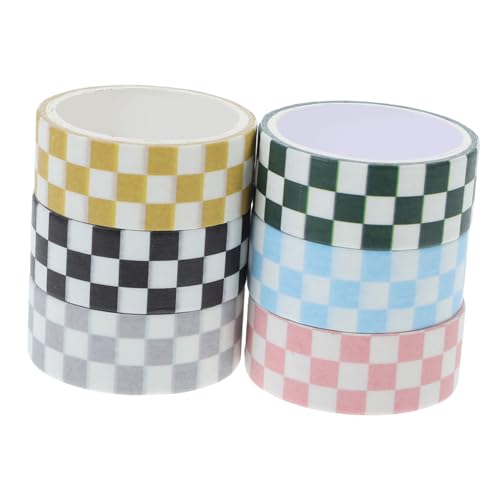 Parliky 6 Rollen Kariertes Washi Tape Buntes Dekoratives Klebeband für DIY Scrapbooking Planer Tagebuch Geschenkverpackung Leicht Abreißbar Haftet Glatten Oberflächen Gestalten von Parliky