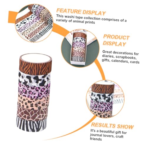 Parliky 6 Rollen Teiliges Washi Tape Set mit Verschiedenen Tierischen Mustern Farbenfrohes Scrapbooking Klebeband Leicht Ablösbar ohne Rückstände für Planer Tagebücher und DIY Dekoration von Parliky