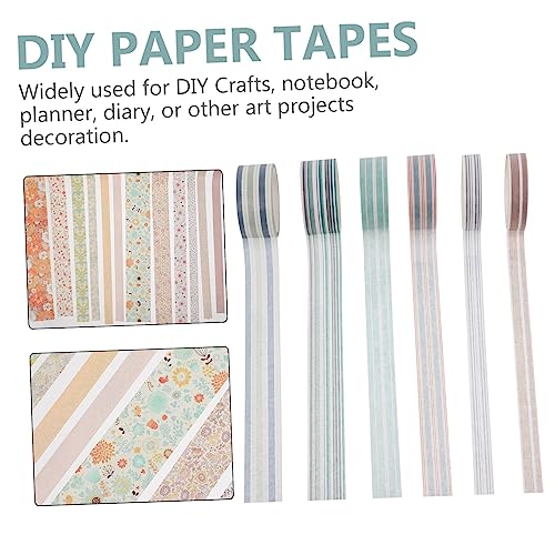 Parliky 6 Rollen Washi Tape Streifen Masking Tape Dekoratives Klebeband für Scrapbooking DIY Kunsthandwerk Tagebuch Planer Zubehör von Parliky