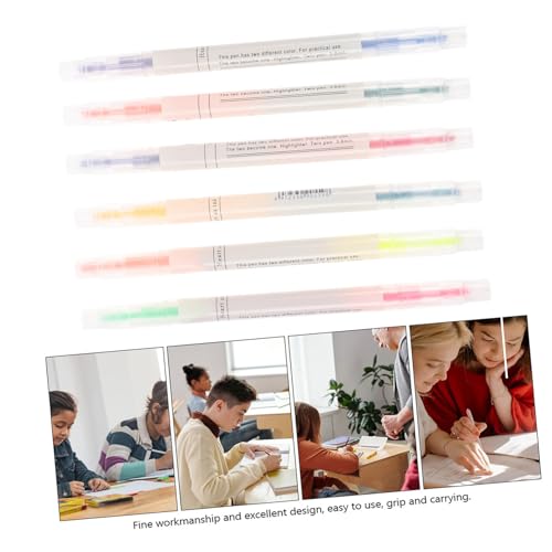 Parliky 6 Stück Doppelseitige Pastell textmarker Kompakte Scrapbook Marker Handliche Markierstifte für Schüler Langlebige Wasserbasierte Pigmente für Notizen Tagebücher und Bürogebrauch von Parliky