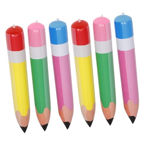Parliky 6 Stück Teiliges Aufblasbares Jumbo Bleistift aus PVC Große Hängende Dekoration für Schulanfang Geburtstagsparty und Abschlussfeier Buntes Leichtes und Sicheres Klassenzimmer von Parliky