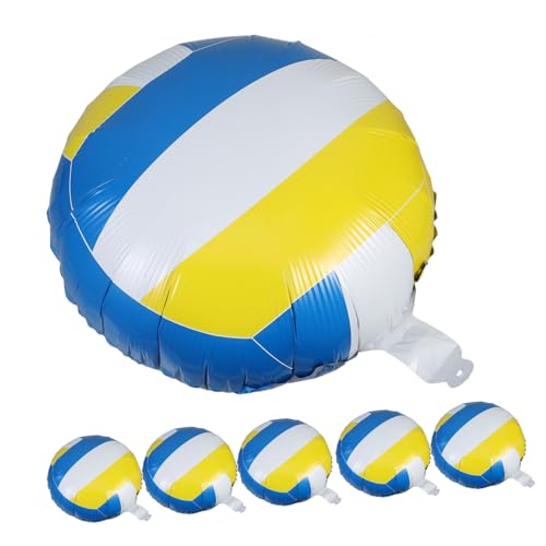 Parliky 6 Stück Teiliges Aufblasbares Volleyball-ballon- Langlebige Bruchsichere Sportparty-deko in Blau-gelb Leichte Tragbare Volleyball-party-dekoration für Strand Outdoor-events von Parliky
