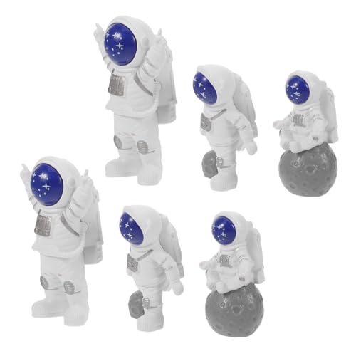 Parliky 6 Stück Teiliges Mini Astronauten aus Resin Detailreiche Weltraum Kuchen Schreibtischdeko Lebendige Raumfahrer Figuren für Kindergeburtstag und Outer Space Party von Parliky