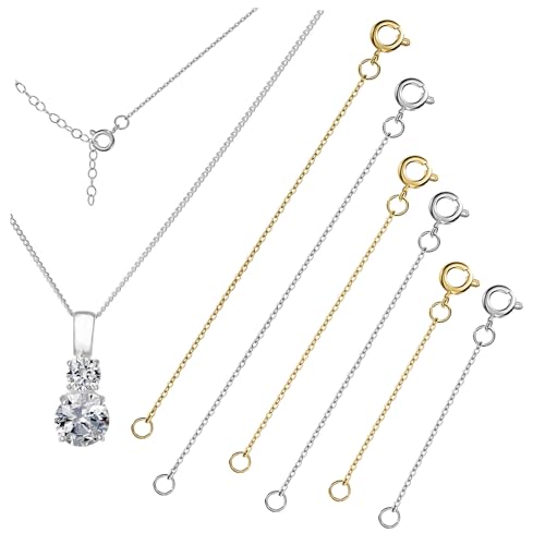 Parliky 6 Stück Teiliges Verlängerungskettchen für Damen Armband Halskette Fußkettchen Goldfarben und Weißgoldfarben Antiallergisch Leicht Langlebig zum Schmuck Verlängern und Anpassen von Parliky